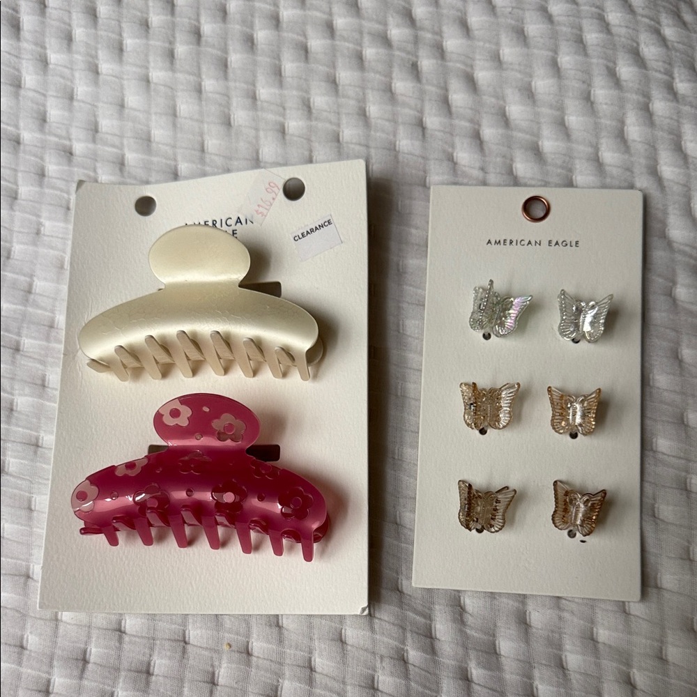 American Eagle Outfitters Pink and Cream Hair Clip Collection new with tag